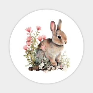 Hare with flowers Magnet